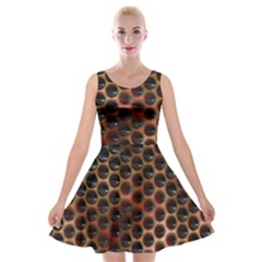 Beehive Pattern Velvet Skater Dress