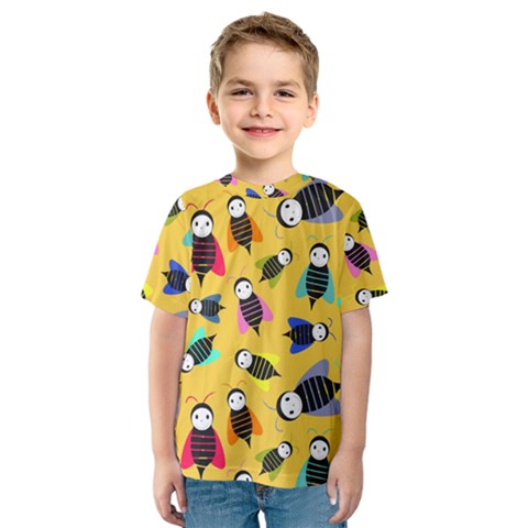 Bees Animal Pattern Kids  Sport Mesh Tee by Nexatart