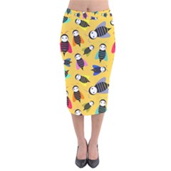 Bees Animal Pattern Velvet Midi Pencil Skirt