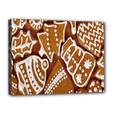 Biscuit Brown Christmas Cookie Canvas 16  X 12  by Nexatart