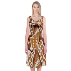 Biscuit Brown Christmas Cookie Midi Sleeveless Dress by Nexatart