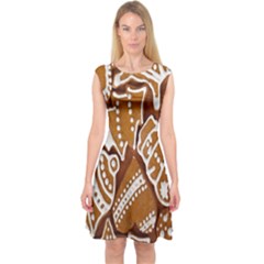 Biscuit Brown Christmas Cookie Capsleeve Midi Dress by Nexatart