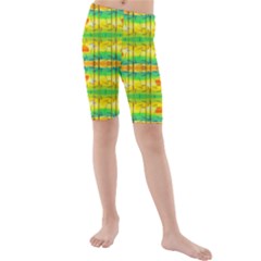 Birds Beach Sun Abstract Pattern Kids  Mid Length Swim Shorts by Nexatart