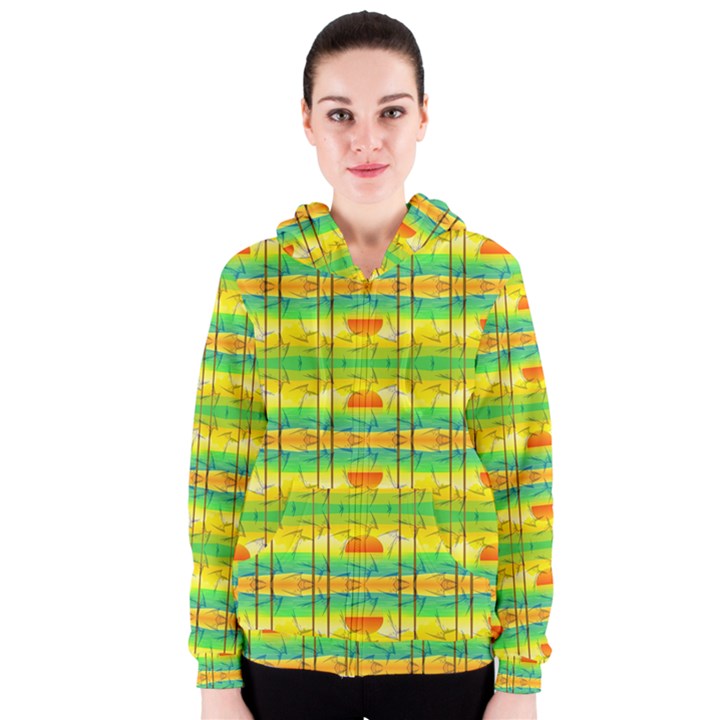 Birds Beach Sun Abstract Pattern Women s Zipper Hoodie