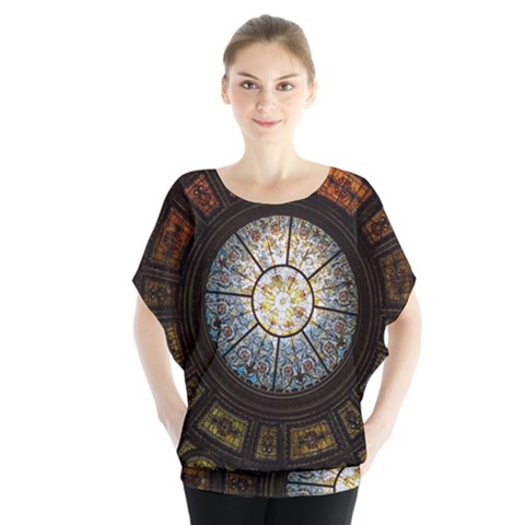 Black And Borwn Stained Glass Dome Roof Blouse by Nexatart