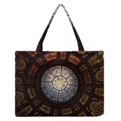 Black And Borwn Stained Glass Dome Roof Medium Zipper Tote Bag by Nexatart