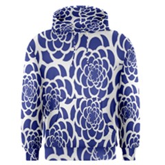 Blue And White Flower Background Men s Pullover Hoodie by Nexatart