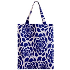 Blue And White Flower Background Zipper Classic Tote Bag by Nexatart