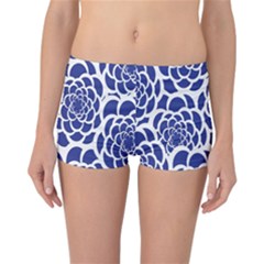 Blue And White Flower Background Reversible Bikini Bottoms by Nexatart