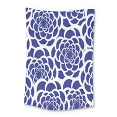 Blue And White Flower Background Small Tapestry by Nexatart