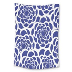 Blue And White Flower Background Large Tapestry by Nexatart