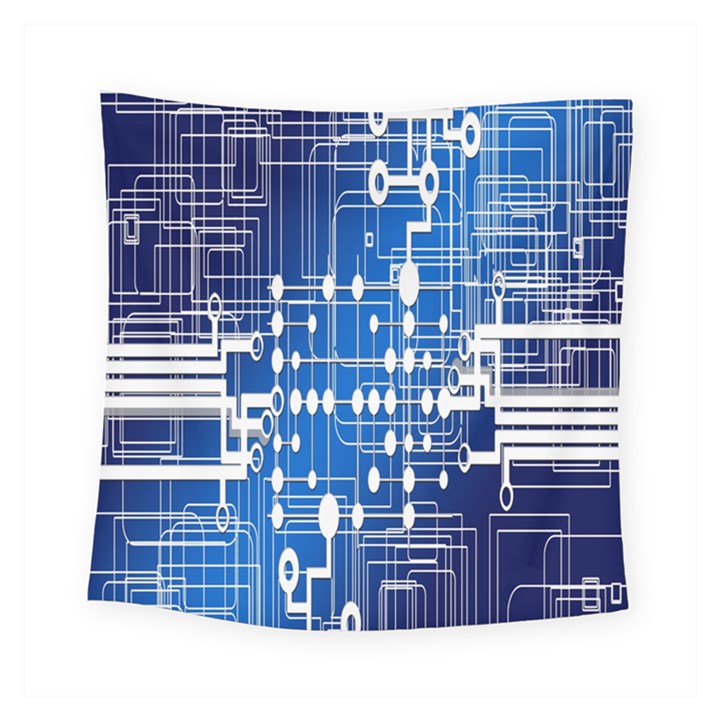 Board Circuits Trace Control Center Square Tapestry (Small)