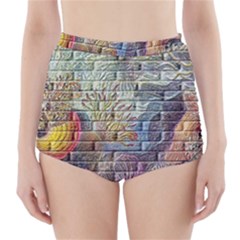 Brick Of Walls With Color Patterns High-waisted Bikini Bottoms by Nexatart