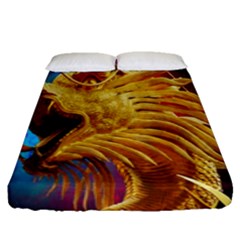 Broncefigur Golden Dragon Fitted Sheet (queen Size) by Nexatart