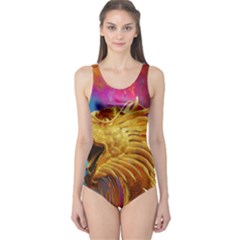 Broncefigur Golden Dragon One Piece Swimsuit by Nexatart