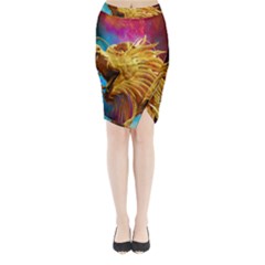 Broncefigur Golden Dragon Midi Wrap Pencil Skirt by Nexatart