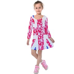 British Flag Abstract Kids  Long Sleeve Velvet Dress by Nexatart