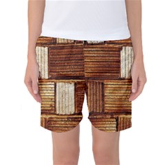 Brown Wall Tile Design Texture Pattern Women s Basketball Shorts by Nexatart