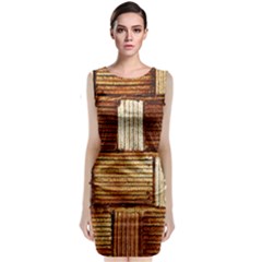 Brown Wall Tile Design Texture Pattern Classic Sleeveless Midi Dress by Nexatart