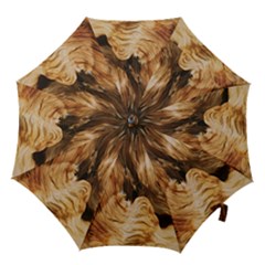 Brown Beige Abstract Painting Hook Handle Umbrellas (small) by Nexatart