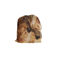 Brown Beige Abstract Painting Drawstring Pouches (small)  by Nexatart