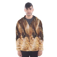 Brown Beige Abstract Painting Hooded Wind Breaker (men) by Nexatart