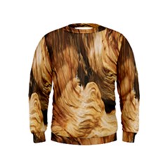 Brown Beige Abstract Painting Kids  Sweatshirt by Nexatart