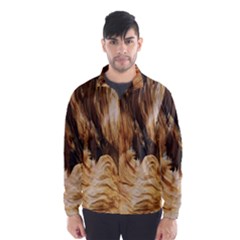 Brown Beige Abstract Painting Wind Breaker (men) by Nexatart