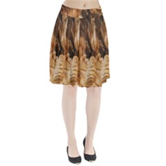 Brown Beige Abstract Painting Pleated Skirt by Nexatart