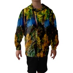 Bridge River Forest Trees Autumn Hooded Wind Breaker (kids) by Nexatart