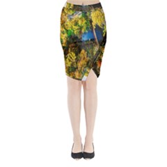 Bridge River Forest Trees Autumn Midi Wrap Pencil Skirt by Nexatart