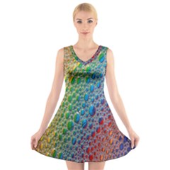 Bubbles Rainbow Colourful Colors V-neck Sleeveless Skater Dress by Nexatart