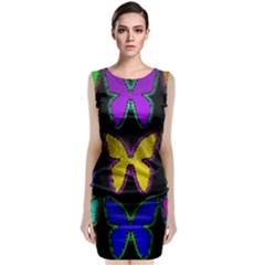 Butterflies Pattern Sleeveless Velvet Midi Dress by Nexatart