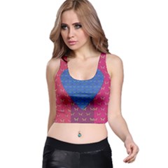 Butterfly Heart Pattern Racer Back Crop Top by Nexatart