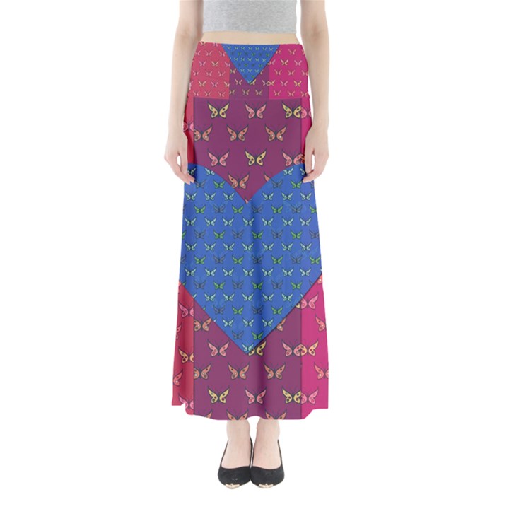 Butterfly Heart Pattern Maxi Skirts