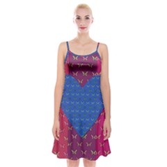 Butterfly Heart Pattern Spaghetti Strap Velvet Dress by Nexatart