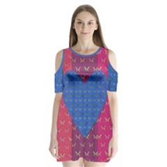 Butterfly Heart Pattern Shoulder Cutout Velvet  One Piece by Nexatart