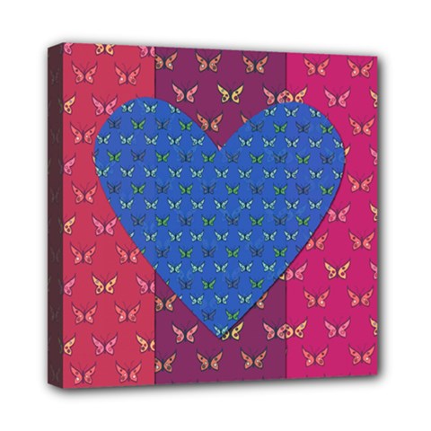 Butterfly Heart Pattern Mini Canvas 8  X 8  by Nexatart