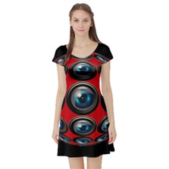 Camera Monitoring Security Short Sleeve Skater Dress by Nexatart