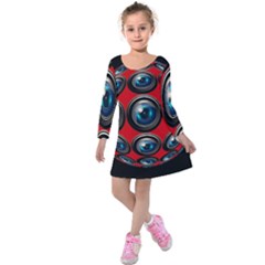 Camera Monitoring Security Kids  Long Sleeve Velvet Dress by Nexatart