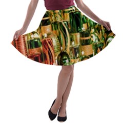 Candles Christmas Market Colors A-line Skater Skirt by Nexatart