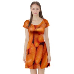 Carrots Vegetables Market Short Sleeve Skater Dress by Nexatart