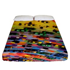 Car Painting Modern Art Fitted Sheet (queen Size) by Nexatart