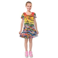 Car Painting Modern Art Kids  Short Sleeve Velvet Dress by Nexatart