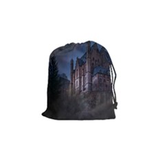 Castle Mystical Mood Moonlight Drawstring Pouches (small)  by Nexatart