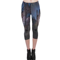 Castle Mystical Mood Moonlight Capri Leggings  by Nexatart