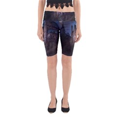 Castle Mystical Mood Moonlight Yoga Cropped Leggings by Nexatart