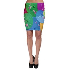 Chinese Umbrellas Screens Colorful Bodycon Skirt by Nexatart