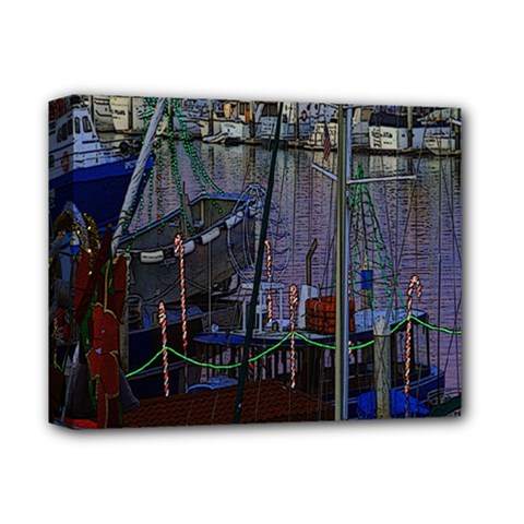 Christmas Boats In Harbor Deluxe Canvas 14  X 11  by Nexatart