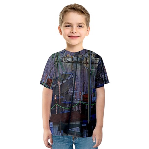 Christmas Boats In Harbor Kids  Sport Mesh Tee by Nexatart